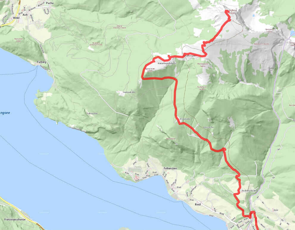 Kartenausschnitt inkl. Tourenverlauf